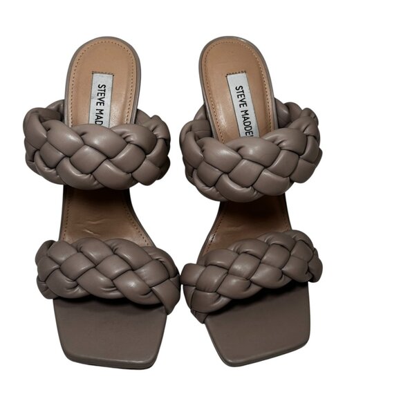 Steve Madden Kenley Women’s Sandals Leather Braided Slip On Heeled Size 9 New - Picture 4 of 6
